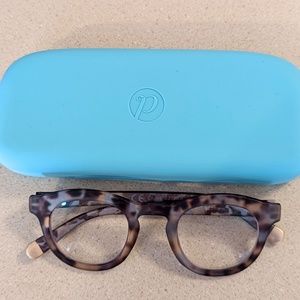 Peepers Blue Light Reading Glasses Blue Tortoise w/Matching Case 1.0